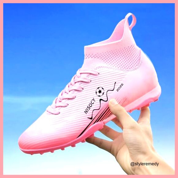 High-Top Soccer Cleats with Faux Leather Upper and Rubber Sole main image 5